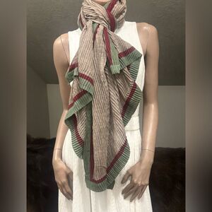 Handmade Boho Style Colorblock Shawl/Wrap With Pleated Textured, Large Size